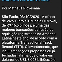 TTR: oferta de teles por oi mvel  2 maior m&a da amrica latina no ano